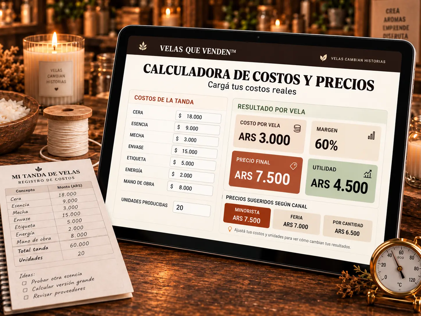 Calculadora digital de costos, margen y precio de venta